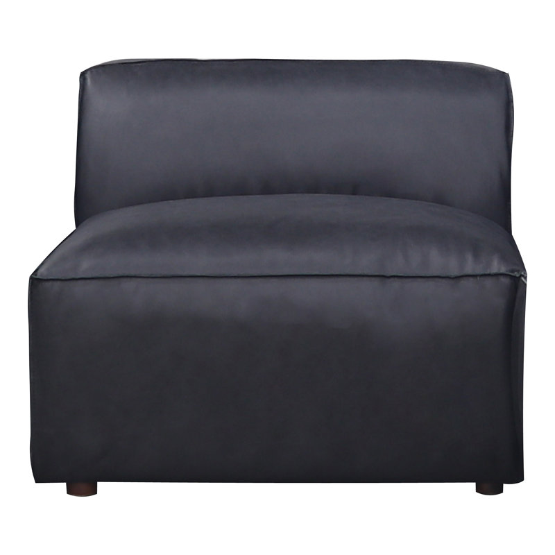Foley Genuine Leather Slipper Chair, Black Top Grain Leather