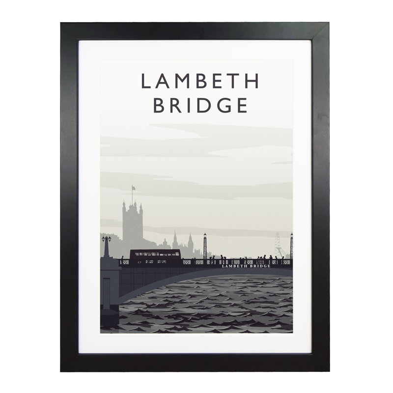 Lambeth Bridge Portrait 1 Piece Wall Art, 40cm H x 30cm W x 3cm D, Black Framed
