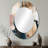 Soft Colors Shapes And Lines Marble III - Abstract Oval Decorative Mirror On Metal-623142162
