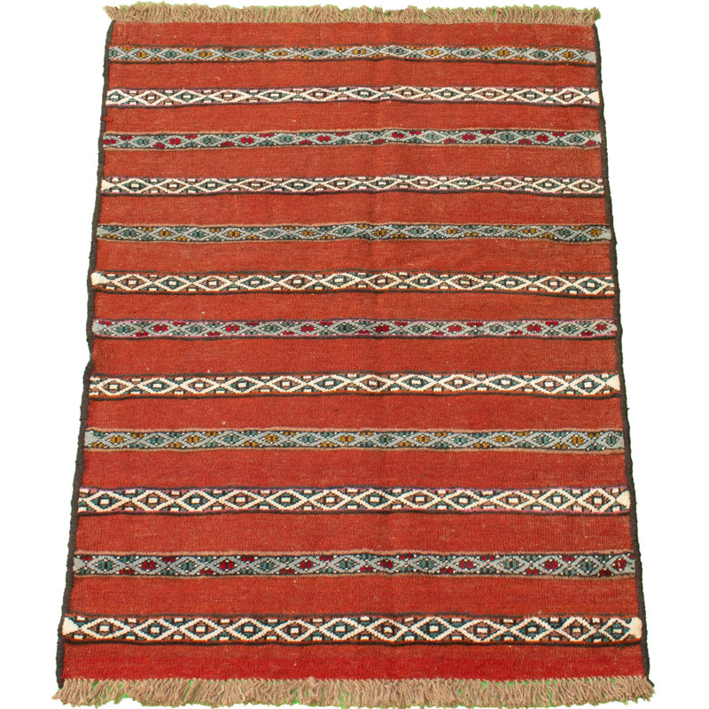 Tapis cuivre / beige en laine noué à la main
