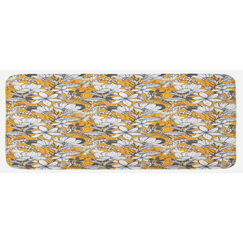 Coastal Floral Synthetic Kitchen Mat