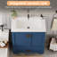 Meuble-lavabo à poser 30 po avec lavabo sur pied 30 po avec 2 portes et 1 tiroir, bleu-295106678-295106675