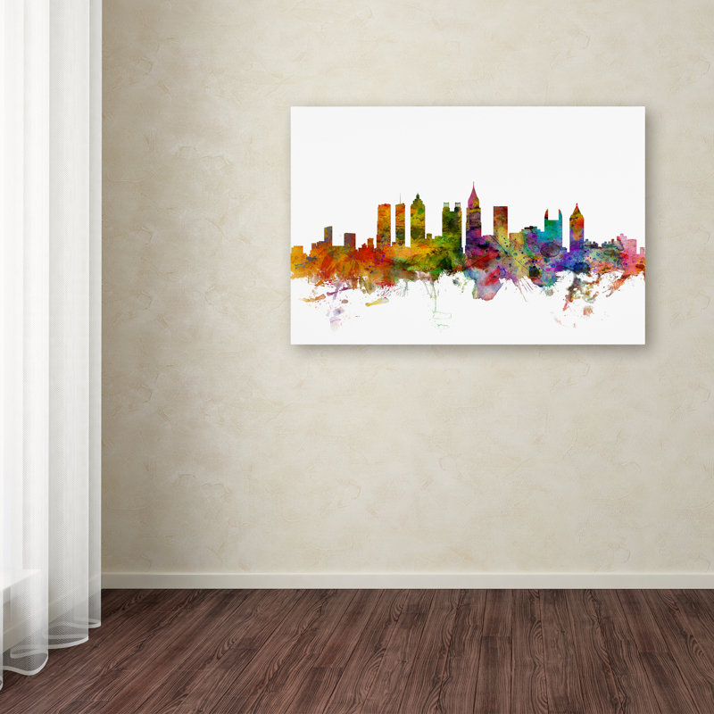 « atlanta georgia horizon », reproduction d’impression sur toile tendue, H 30 po x l 47 po x P 2 po
