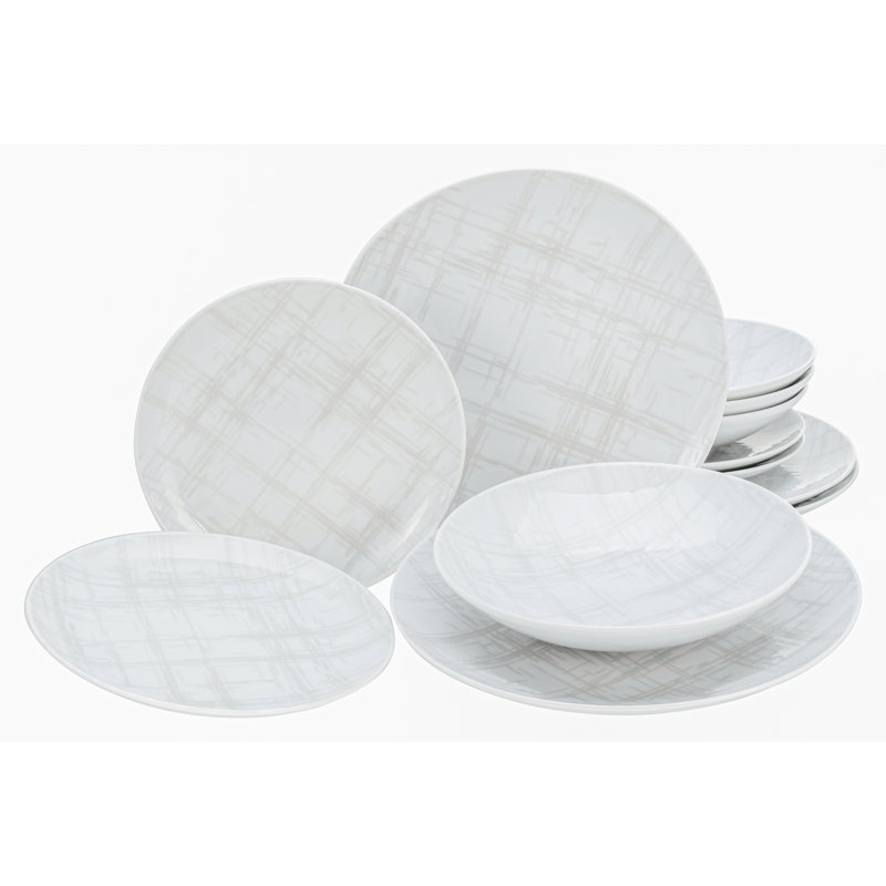 Shabby Chic Porcelain China Dinnerware Set 12 Piece - Service for 4
