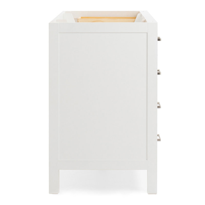 Cambridge 54'' W Single Bathroom Vanity Base, Brushed Nickel, White
