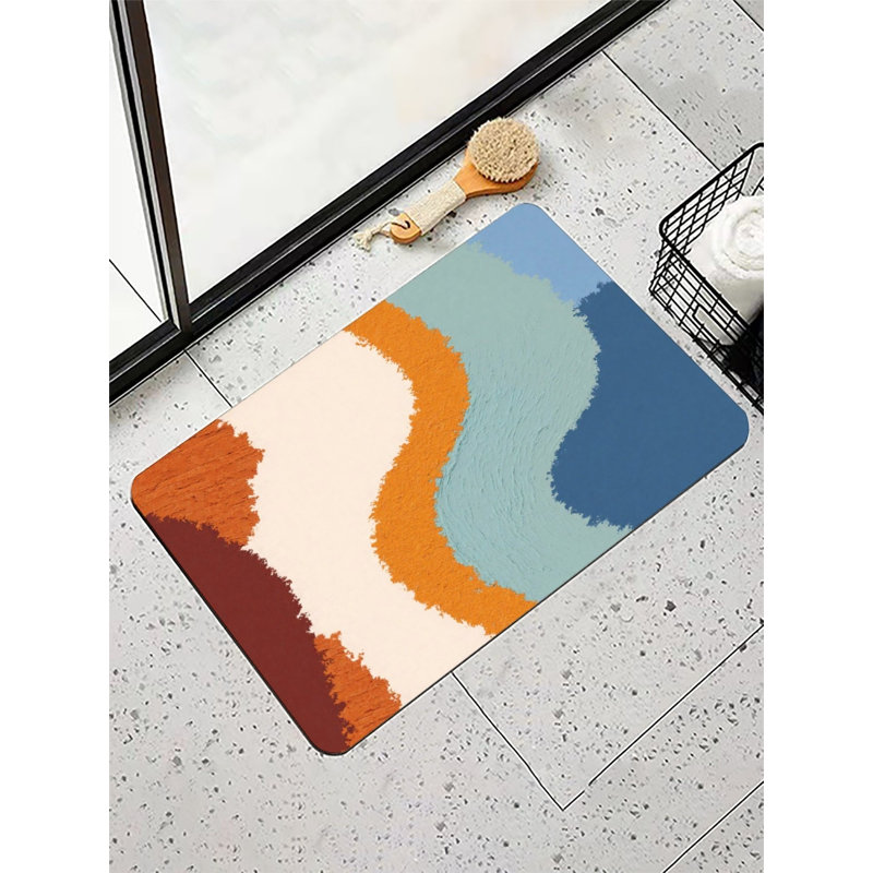 Abstract Colour Block Bath Mat For Bathroom, 16 X 24 Inches