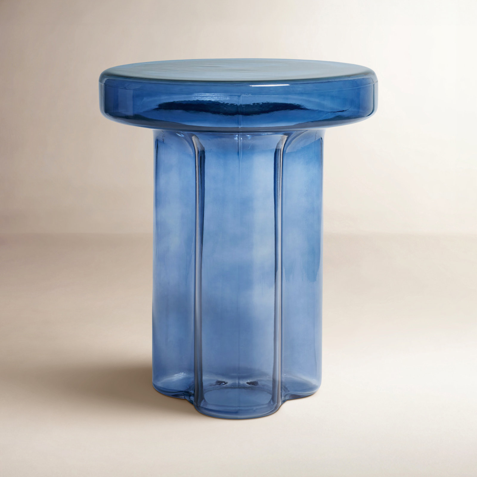 Glass End Table, Blue