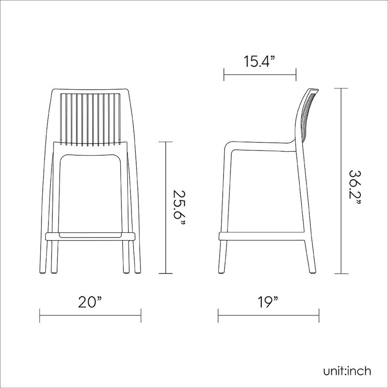 Tabouret d'extérieur à dossier bas Nayma, Blanc, Tabouret de comptoir (siège d'une hauteur de 36,2