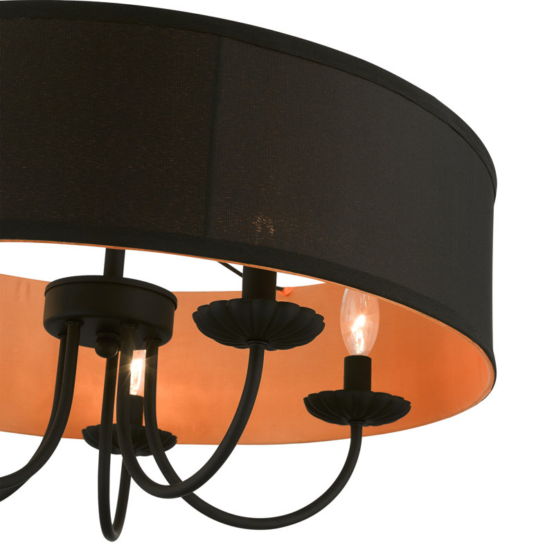 Byerley 5 - Light Steel Dimmable Drum Chandelier, Black