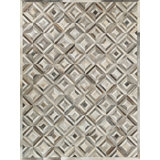 Natural Hide Cowhide Geometric Area Rug in Silver
