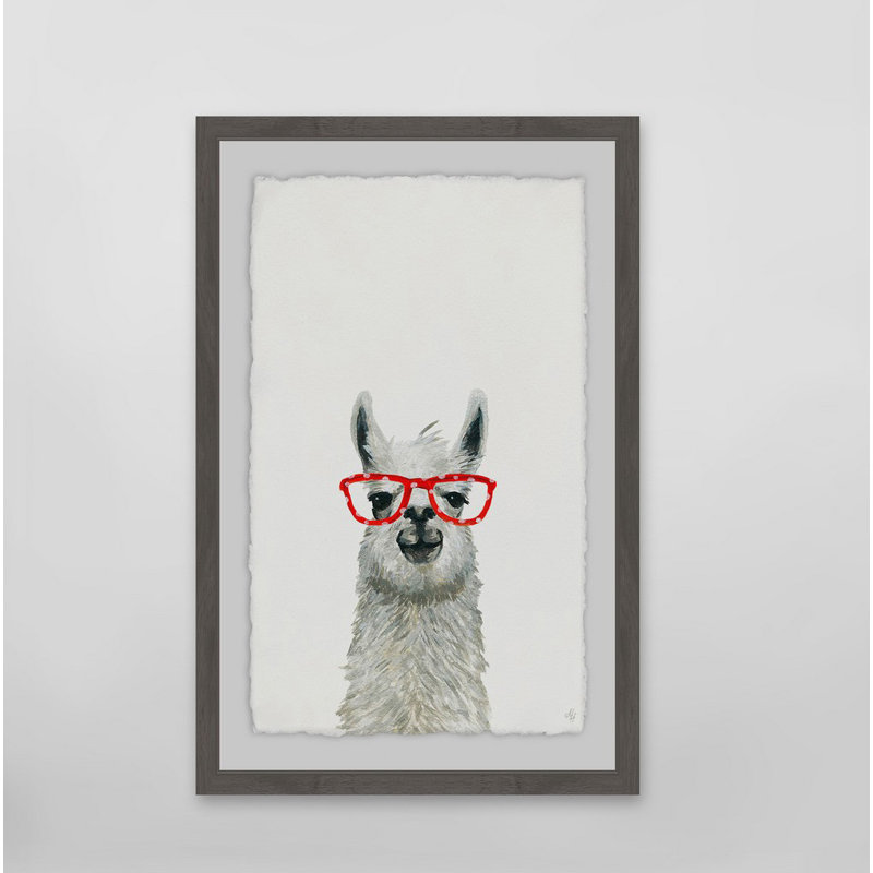 Harland «Red Trendy Llama», reproduction encadrée, H 36 po x l 24 po x P 1,5 po, Cadre brun