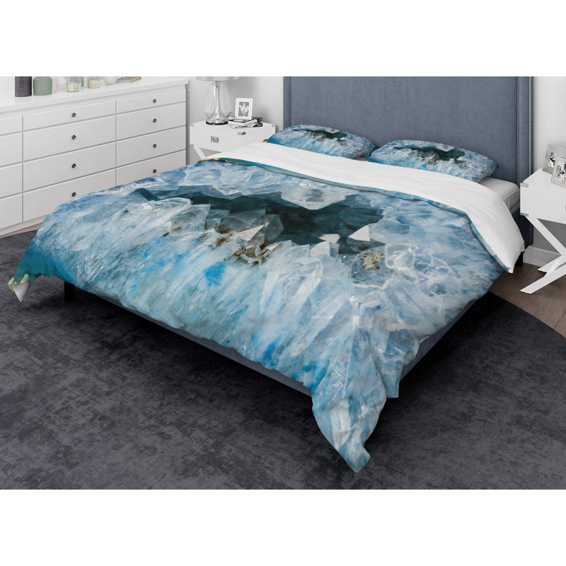 Ensemble de housse de couette intérieur designart geode, Housse de couette grand + 2 taies décoratives