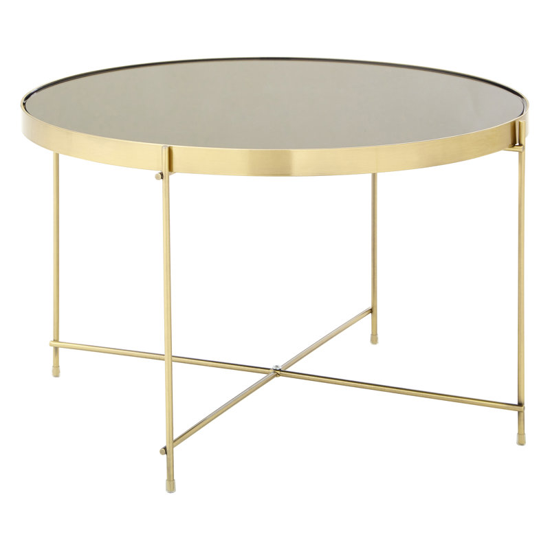 Ladson End Table, Black Mirrored, Bronze