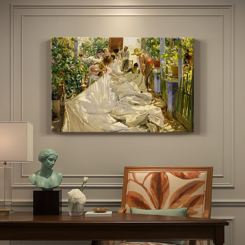 Sewing the Sail (Cosiendo la vela)-Joaquín Sorolla-Gallery Wrapped Canvas-1896, 40 x 60