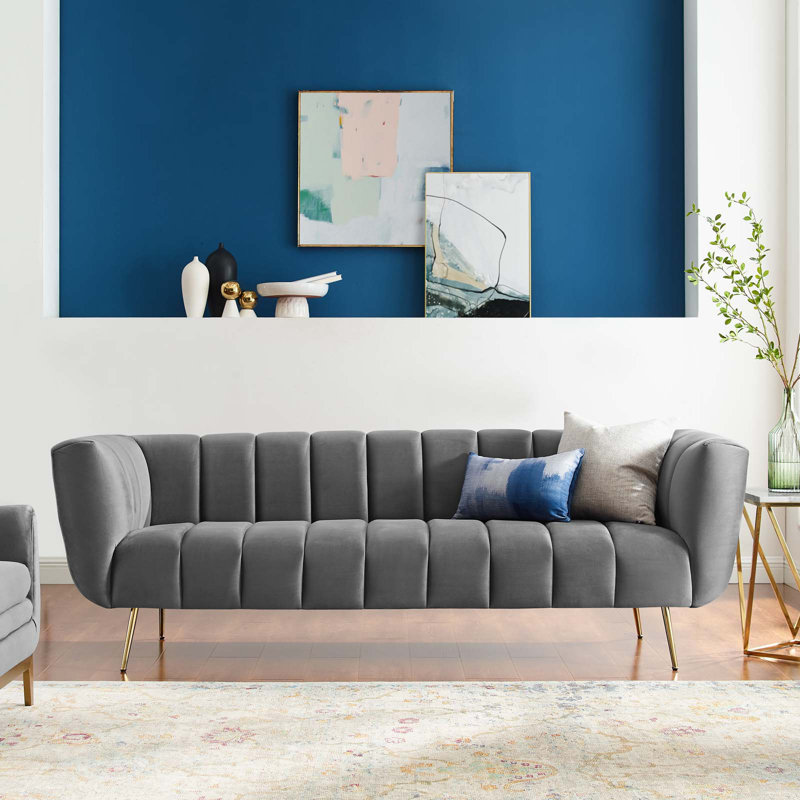 Canapé Modway, Velours gris
