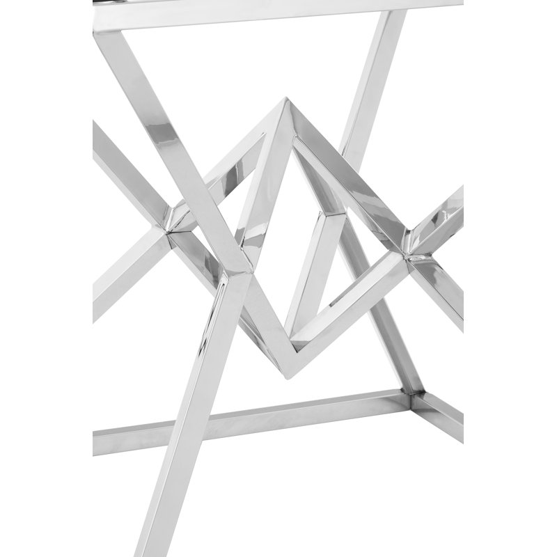 Ladson Glass Top Frame End Table, Silver