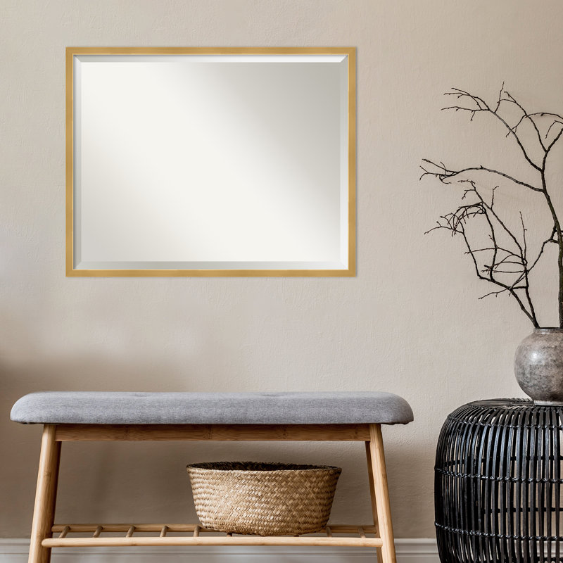Miroir décoratif biseauté moderne et contemporain Miamitown, 29 po x 23 po, Or
