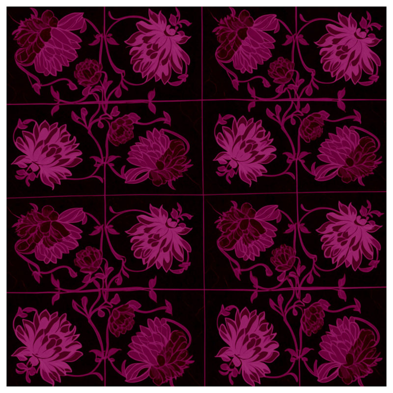 Tapis de bain rose à motif floral, L 24 po x L 17 po