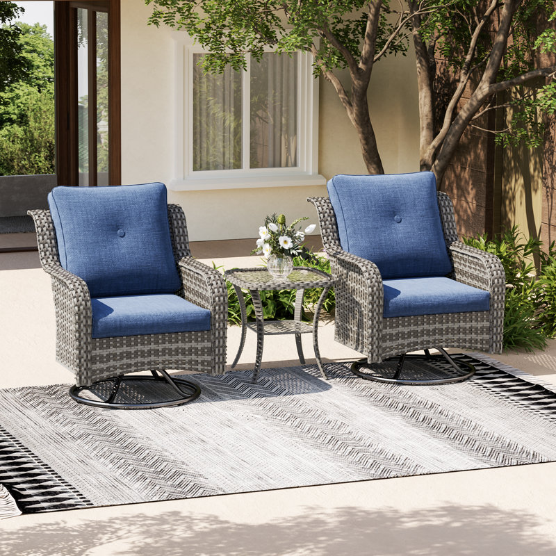 Chaise pivotante en osier pour 2 personnes avec coussin, Gris, Marine