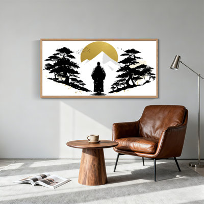 Silhouette, paysage, toile tendue, reproduction d'art sur toile encadrée de 1 pi 48 po x 24 po