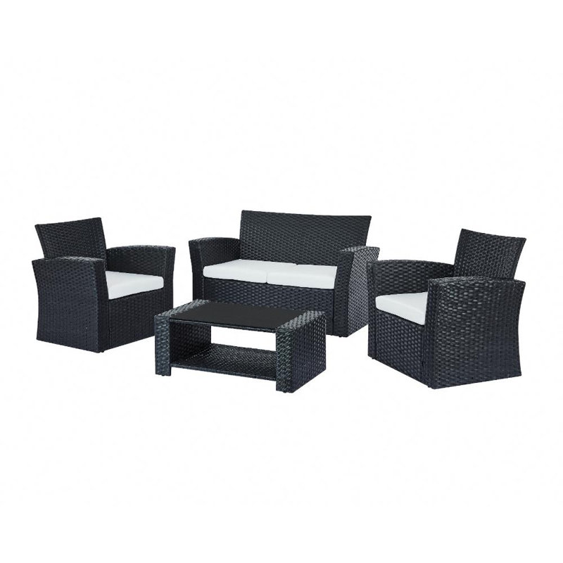 Katz 4 Seater Rattan Sofa Set, Grey, Grey