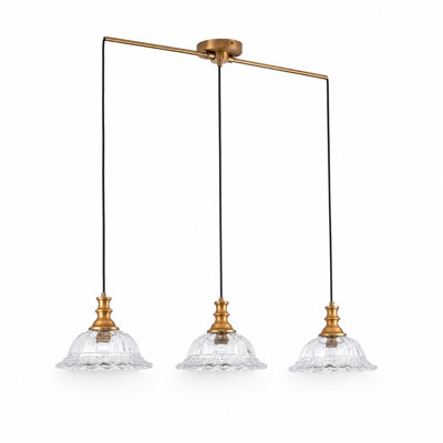 Luminaires suspendus vintage en verre avec cordon réglable 3 lumières Vintage
