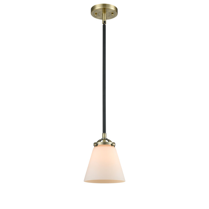Luminaire suspendu conique à 1 lumière Mccarley, Blanc mat, Ampoule non incluse, Nickel satiné brossé