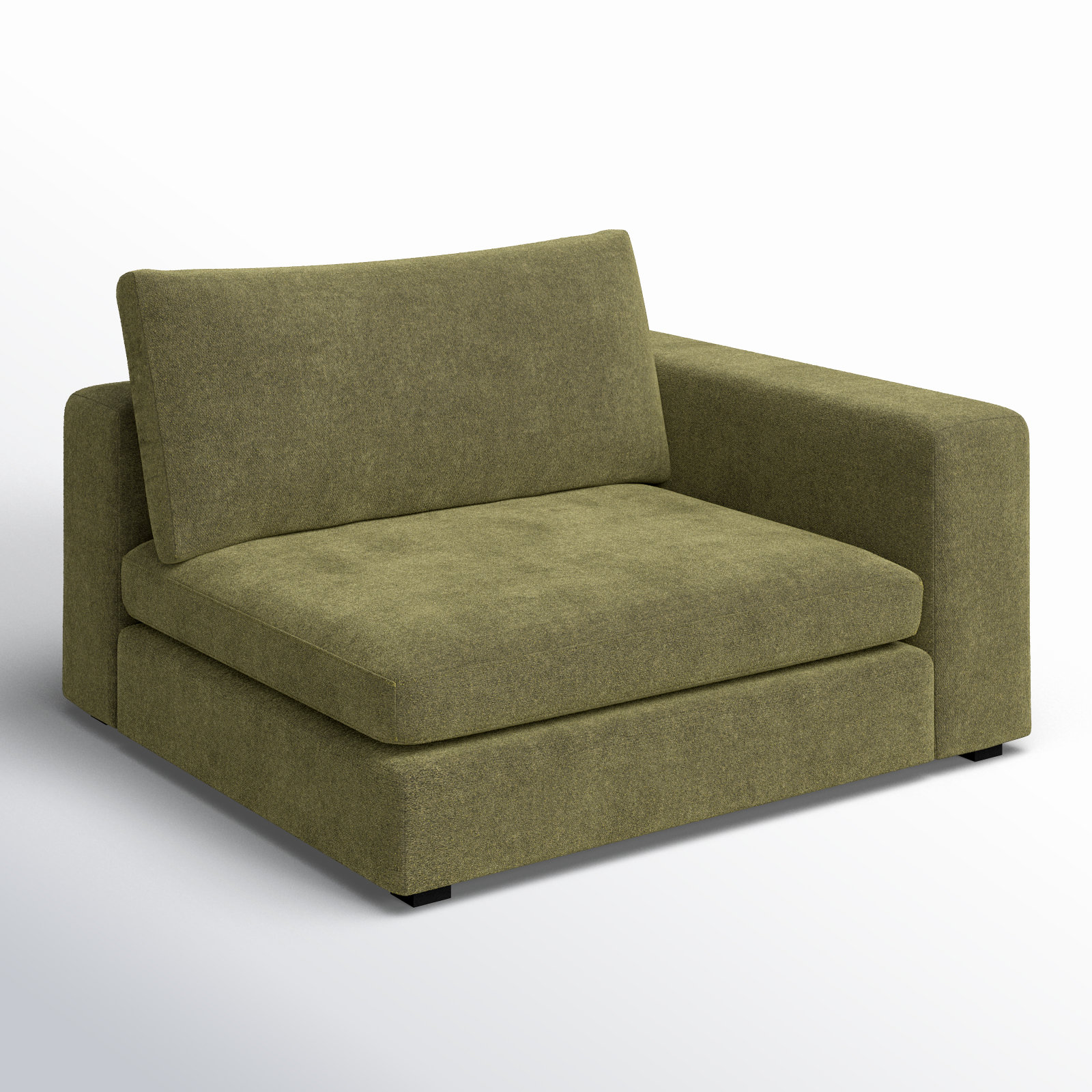 Ojai 50" Wide One Arm Chair, Green Chenille