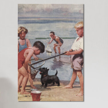 « beach fishing », reproduction d’art sur toile, H 12 po x l 8 po x P 0,75 po