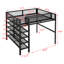 Lit mezzanine double noir avec rangement à 4 niveaux