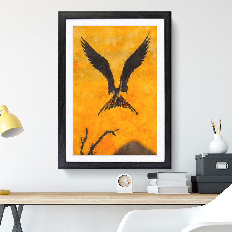 Bird in Flight - Picture Frame Graphic Art Print, Black Framed, 33cm H x 24cm W x 2cm D