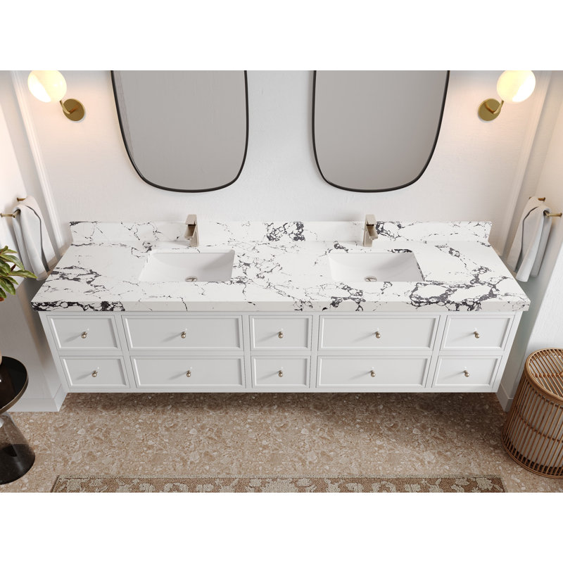 Flottant 84 po Roswell X P 22 po De salle de bain Calacatta Poanazzo Quartz, Viola nuit