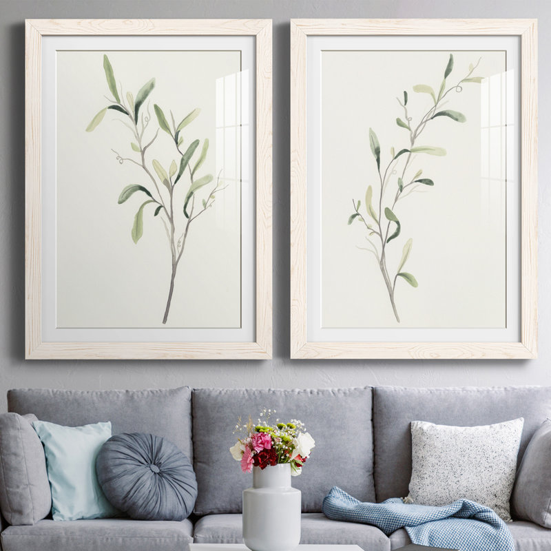 Spindle Sprig III - ensemble de 2 reproductions de cadres photo, H 37,5 po x l 55 po x P 1,5 po, Cadre blanc