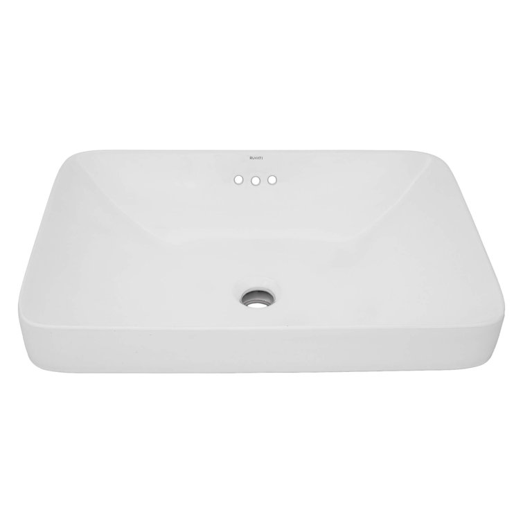 Ruvati 23.37'' Porcelain Ceramic Rectangular Bathroom Sink with Overflow