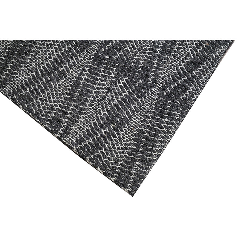 Wool Moroccan Area Rug in Dark Gray/Gray, Rectangle 6' x 9'