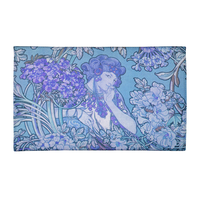 Tapis à femme entre les fleurs de la zone bleu, Rectangle 2 pi x 3 pi