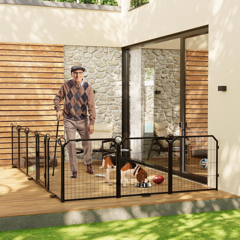 Dog Playpen Portable Extra Large 16 Panels Height Adjustable with Gate, Perfect for Puppies and Small Dogs, Easy to Store, Customizable Layout for Indoor, Yard, RV Camping,Fence partition