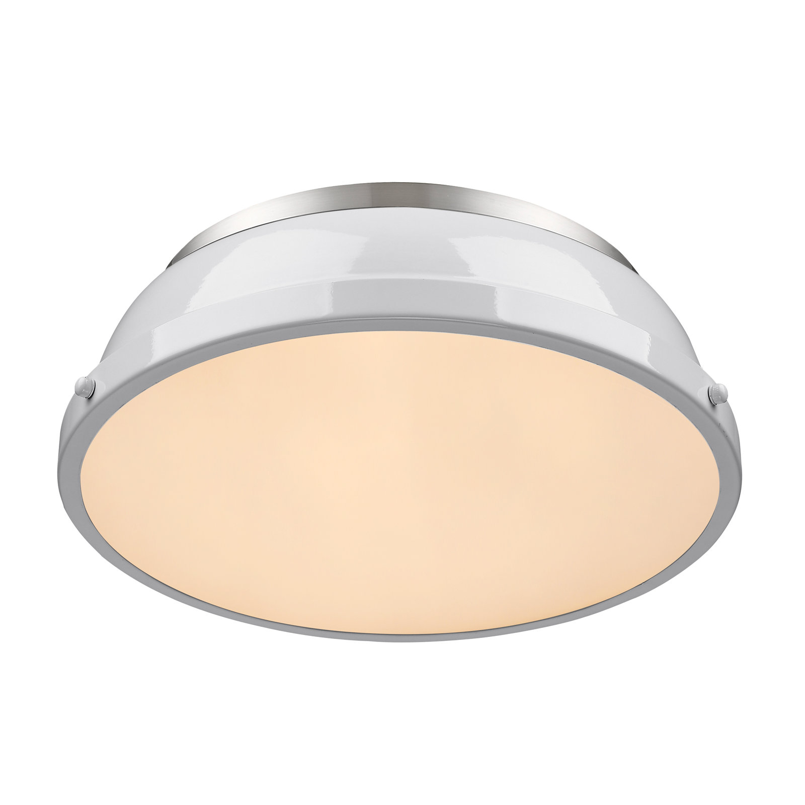 Calico 2 Light Steel Flush Mount, White, Pewter