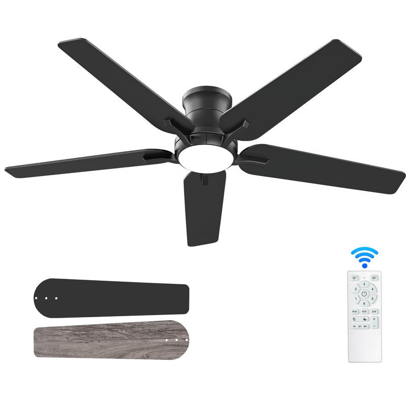 52 Inch Ceiling Fans with Lights and Remote, Black
