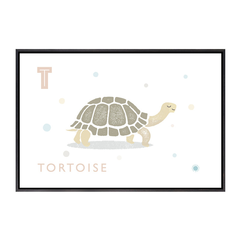 Tortue - imprimé, H 26 po x l 40 po x 1,5 po, Toile avec cadre noir patiné, Aucun mat