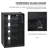 5-Tier Media Stand Cabinet With 3-Level Adjustable Shelves, Tempered Glass Doors, And Cable Management, Distressed Black