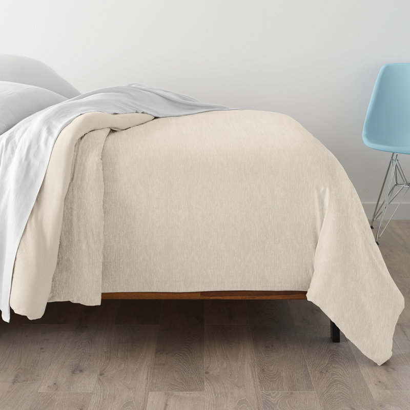 Cooling & Wrinkle-Resistant Jersey Fabric Down-Alternative Comforter, Queen Comforter, Beige