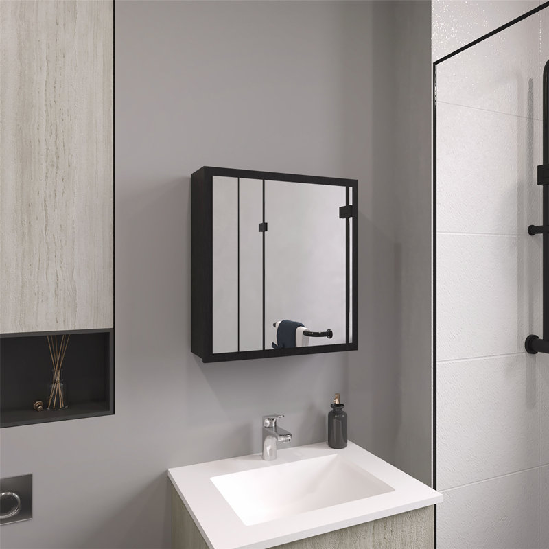 Armoire à pharmacie polyvalente avec miroir réglable pour salle de bain et cuisine avec tablettes réglables et porte-serviettes