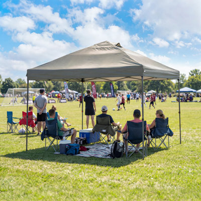 Sunjoy 10 ft. W x 10 ft. D Portable Pop-Up Gazebo with Detachable LED Light and Storage Bag,  Gray