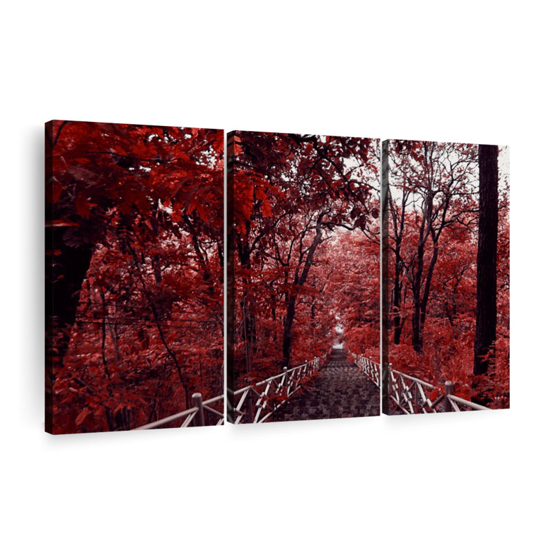 Arbres rouges 3 pièces, H 38 po x l 24 po x P 1,25 po
