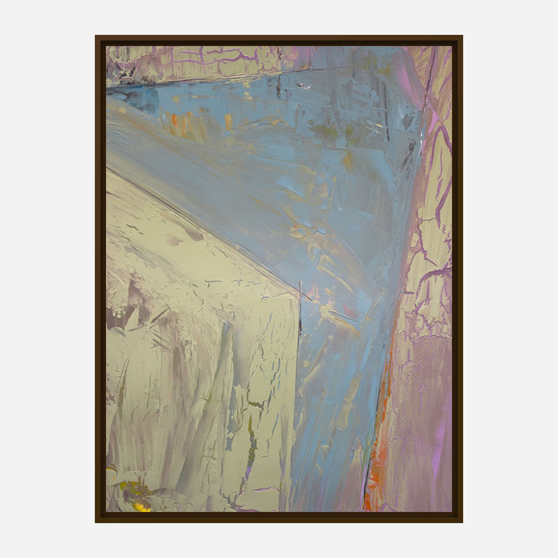 Geo IX Print by John Beard, 38" H x 50" W x 2" D, Brown Floater Framed Canvas
