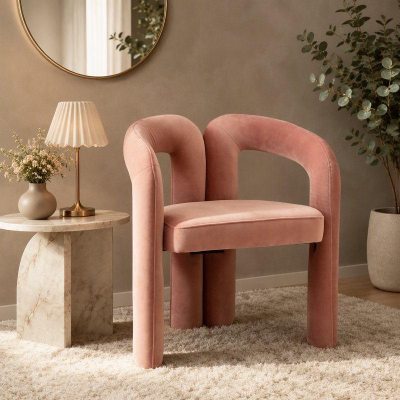 Ensemble confortable de chaises d'appoint rembourrées en velours pour divers espaces, Pink Fabric