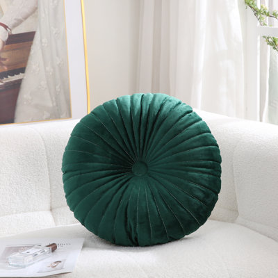 PUMPKIN SEAT Velvet Round Decorative Pillow for Sofa Decor (18-Inch)