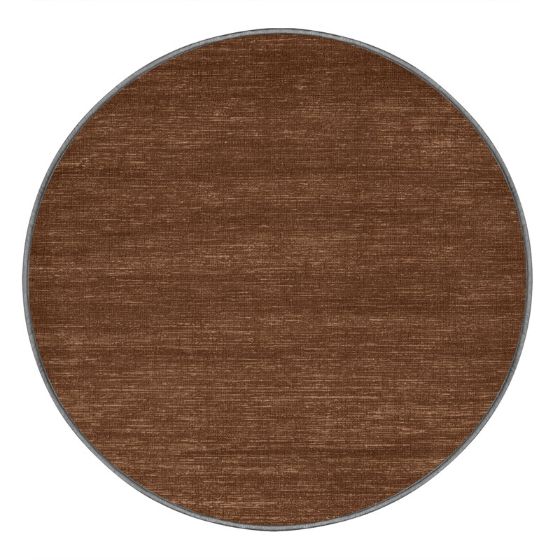 Tapis brun uni lavable à la machine, Rond 6 pi