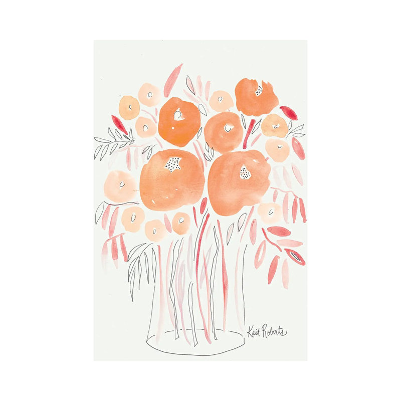Guava Blooms And Bubblegum Leaves by Kait Roberts - Wrapped Canvas Painting, 20.32 cm H x 30.48 cm W